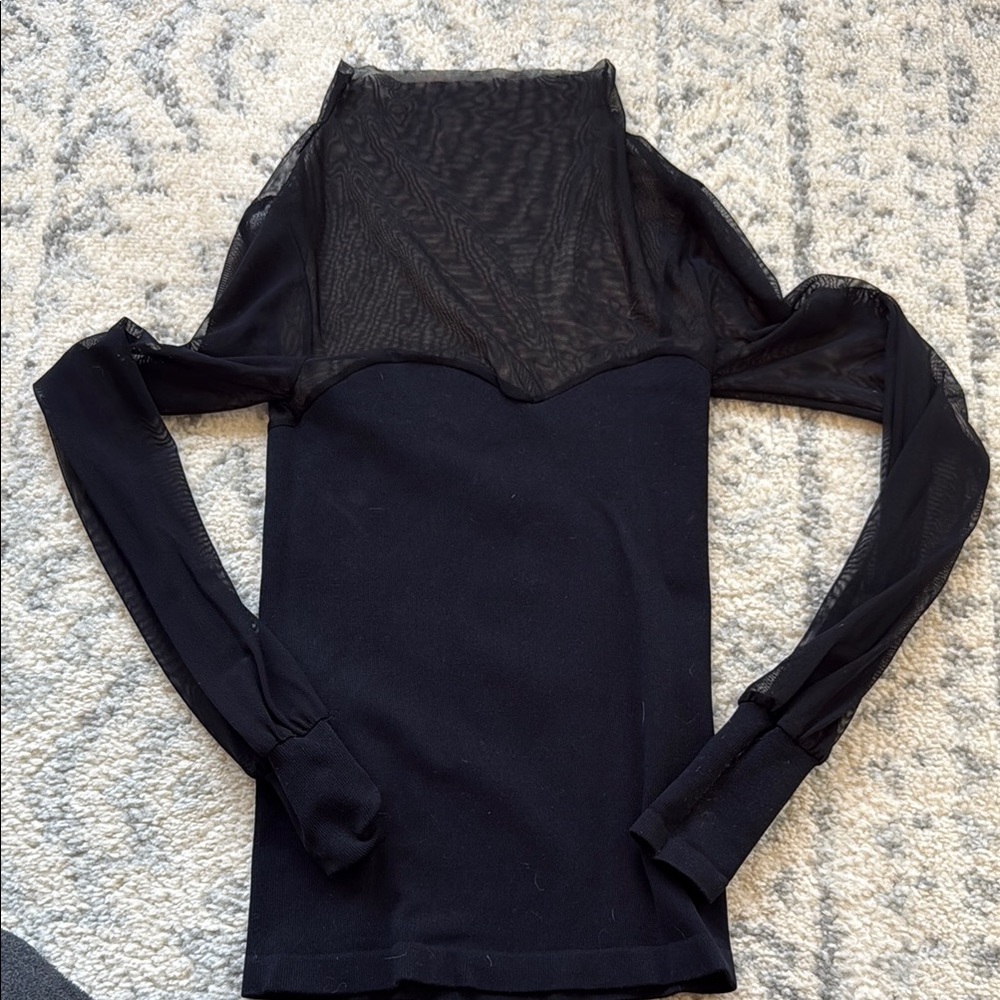 Elegant Black Sheer Sleeve Top